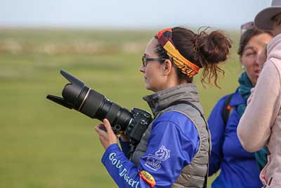 Heather Wallace, Media Consultant with Ride Director Camille Champagne and Head Vet, Dr. Ann Lammens. © Gobi Desert Cup