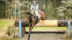 Joanie Morris, pictured with OTTB Four Schools, has spent her career in horse sports and is a big fan of off-track Thoroughbreds. (Courtesy Cindy Lawler/Joanie Morris)