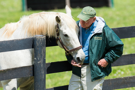 Old Friends founder Michael Blowen, with resident Kentucky Derby winner Silver Charm