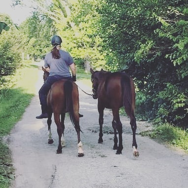 This was the first time she rode off with the pony. She was pretty unconcerned.