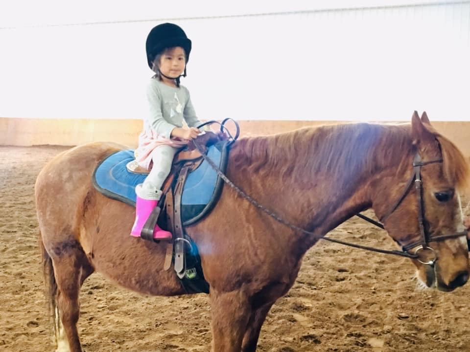 This little girl came from London and wanted to ride Rocky!