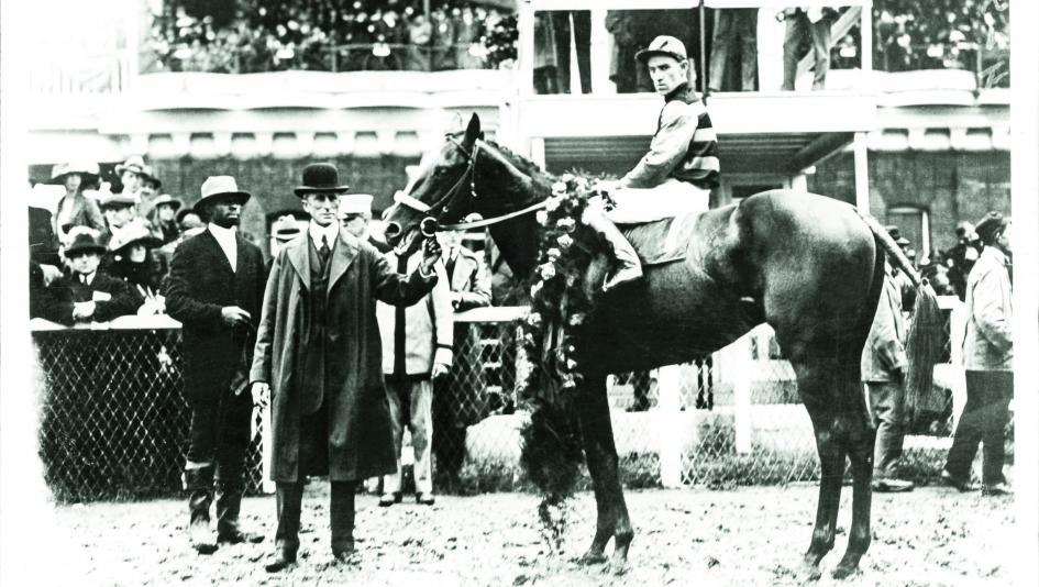 Sir Barton in the Kentucky Derby winner's circle. (BloodHorse photo)