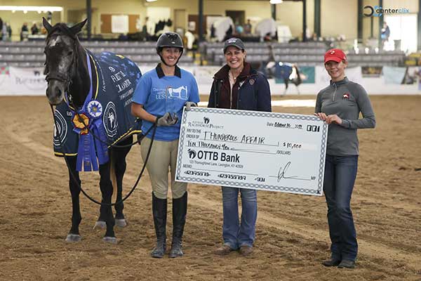 L-R: Thunderous Affair, Lindsey Partridge, RRP Executive Director Jen Roytz, TCA Executive Director Erin Crady