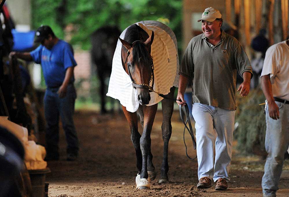 Richard Dutrow at the Belmont Stakes (photo courtesy of Corey Sipkin / New York Daily News)